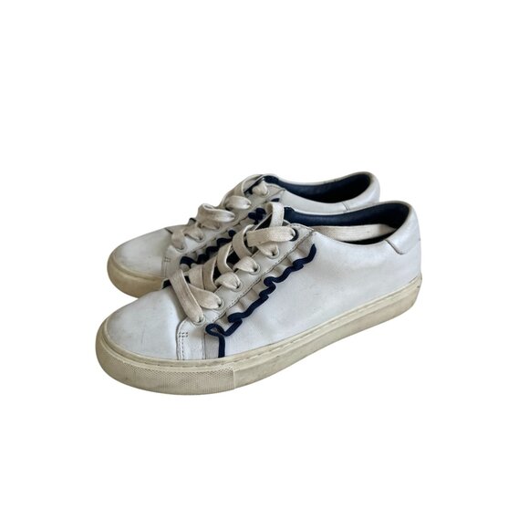 TORY BURCH Sport White Leather Ruffle Sneakers Size 6.5 - Picture 5 of 7